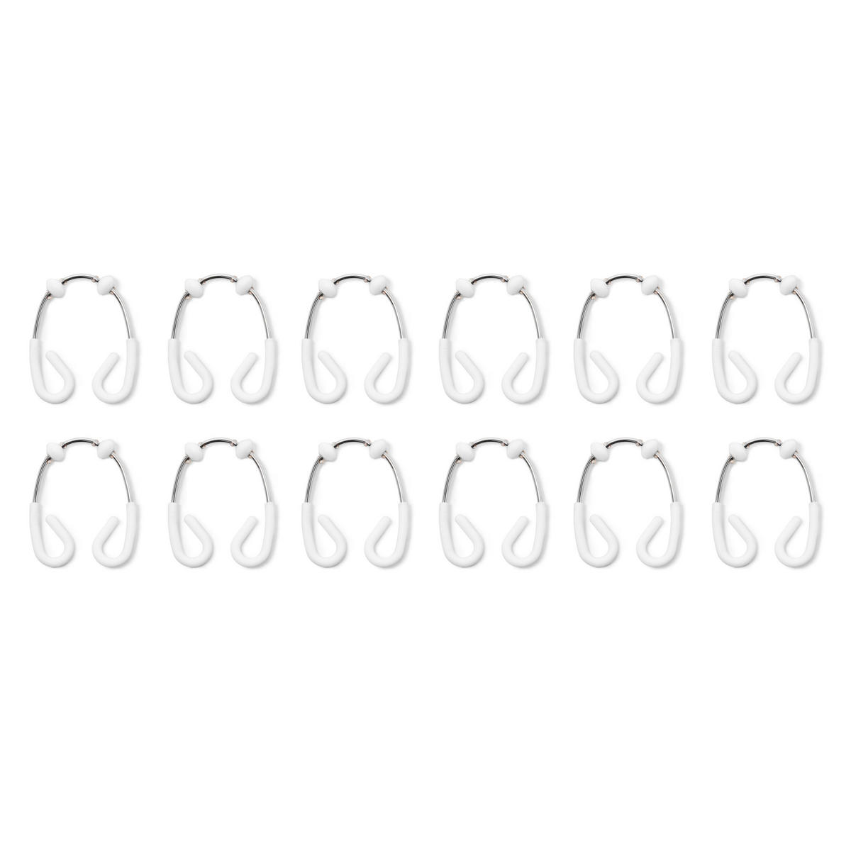 DOPPEL DUSCHVORHANGRINGE Flex, Weiß / Chrom - Weiß, Kunststoff (1.02/5/6.6cm) - Umbra