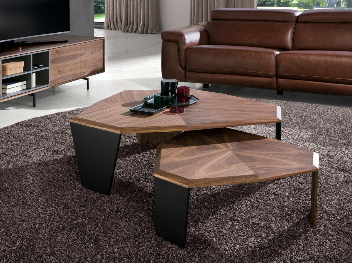 COUCHTISCH Walnuss Schwarz 115/96/40 cm - Walnussfarben/Schwarz, Holz (96/115/40cm) - ANGEL CERDA