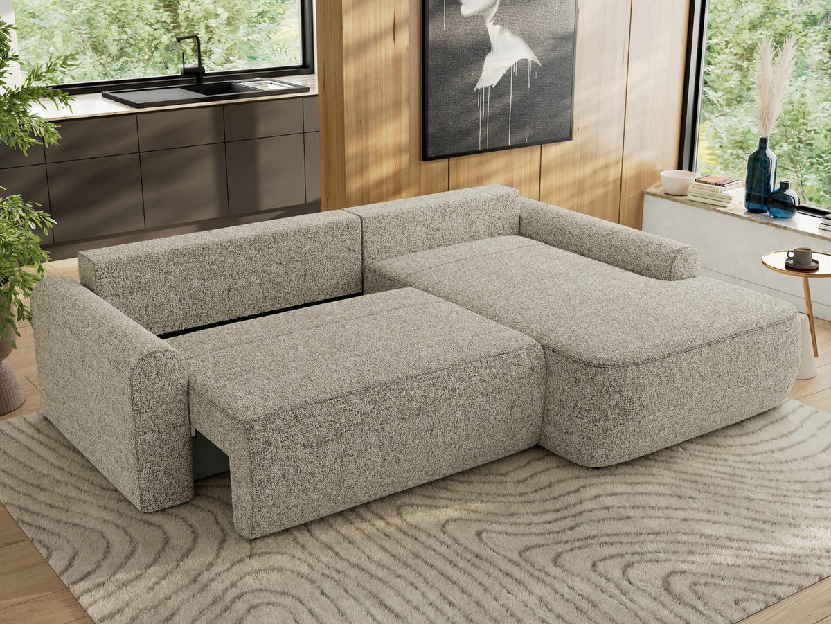 ECKSCHLAFSOFA CUBO L Beige Struktur - rechts - Beige/Schwarz, Kunststoff/Textil (187/273cm) - MKS