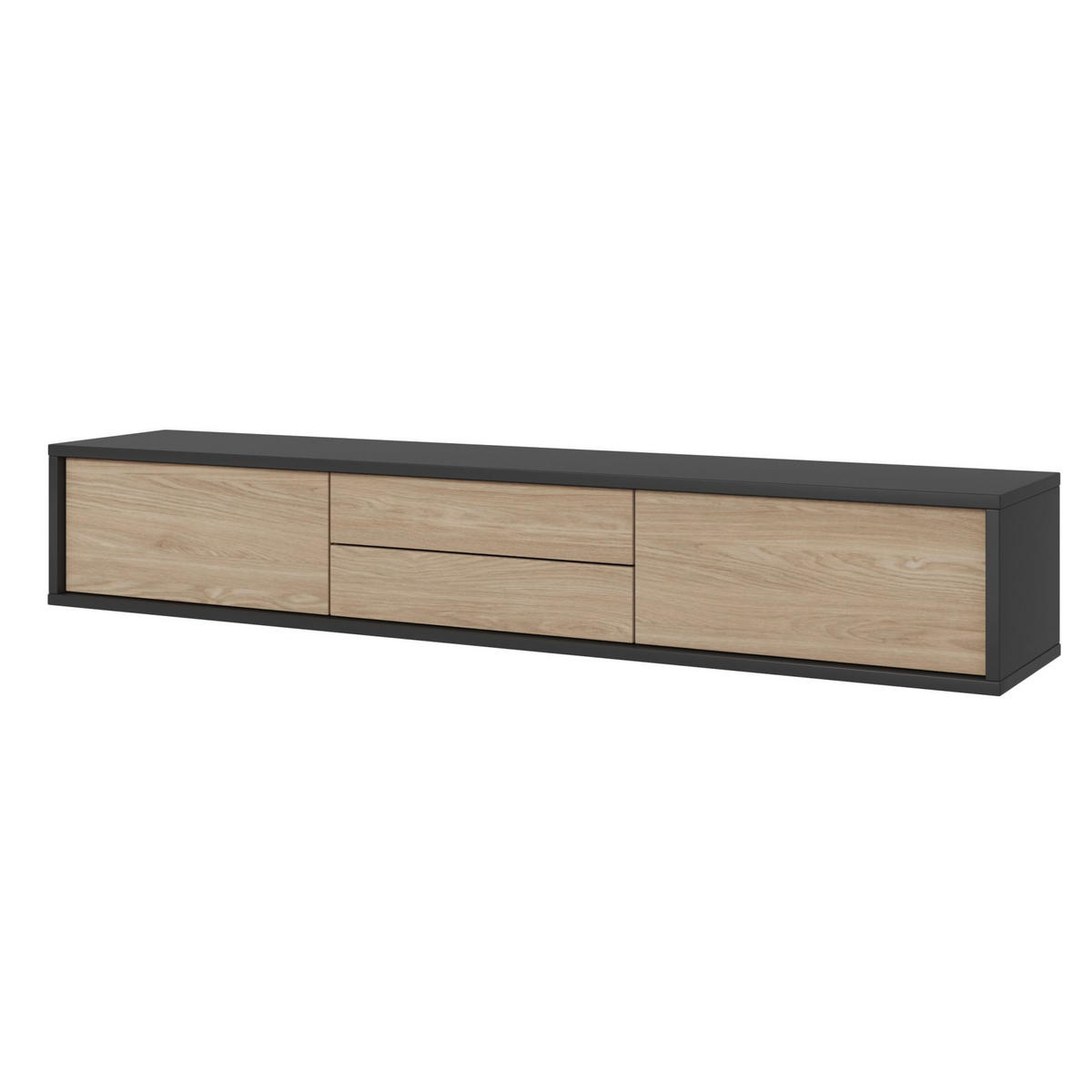 TV-LOWBOARD Moddern Anthrazit / Eiche 180 cm - Beige/Anthrazit, Holzwerkstoff (180/32/36cm) - Selsey