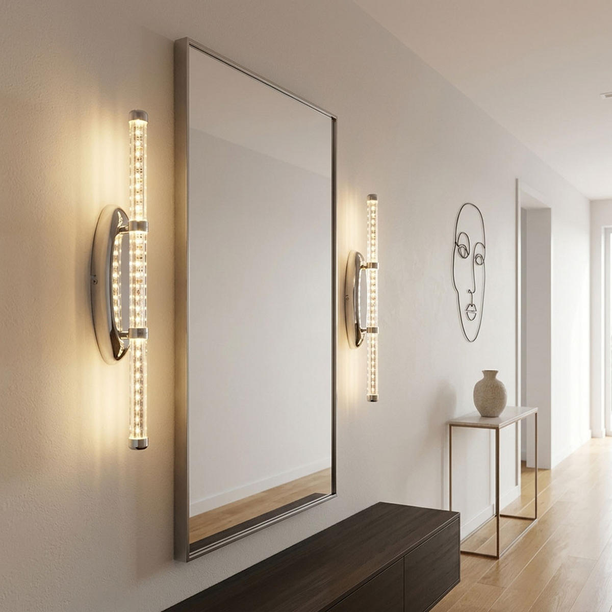 LED WANDLEUCHTE Chrom klar Silber - Silberfarben, Metall (7/50/7.3cm) - Globo Lighting