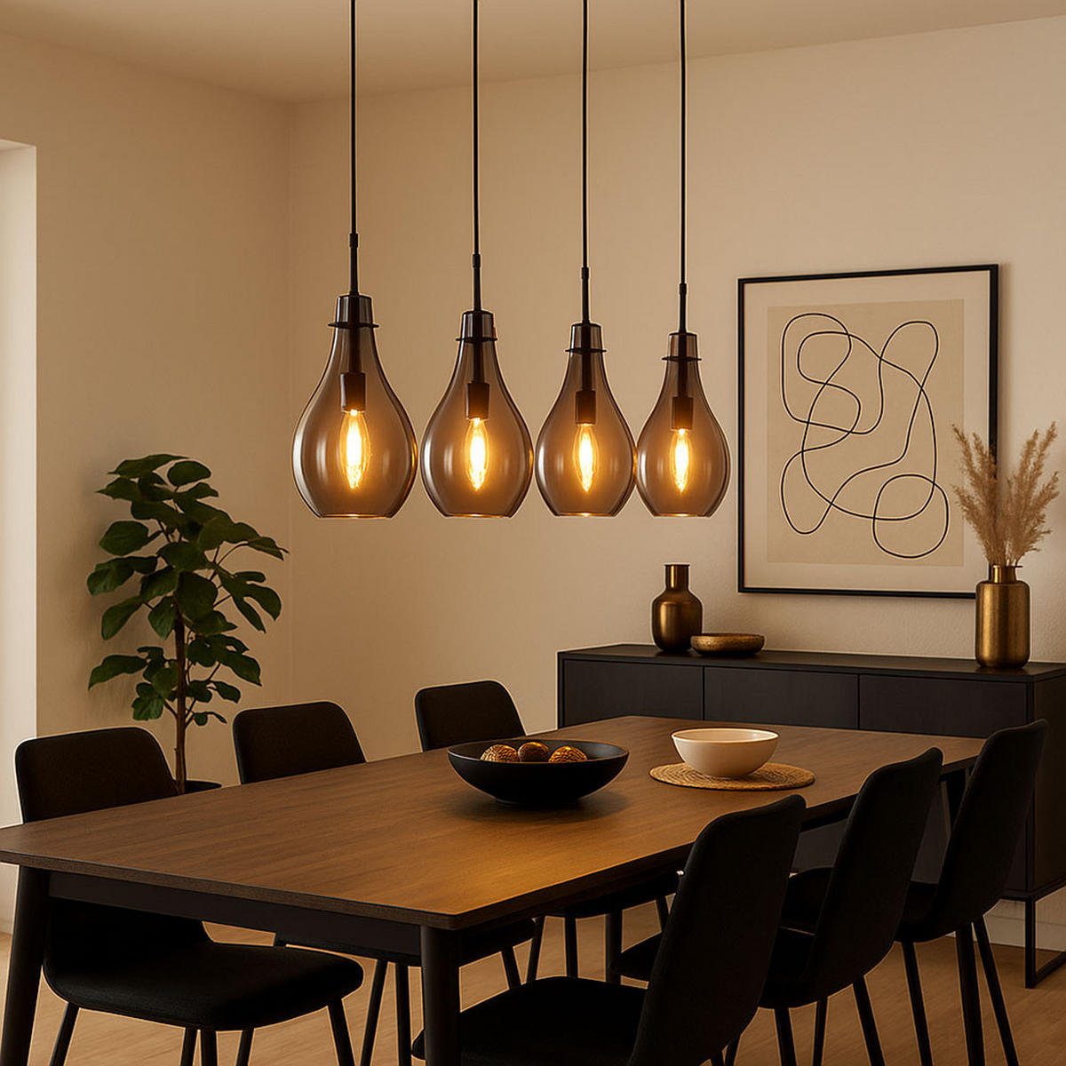 HÄNGELEUCHTE FLIPS Glas Grau Rauchoptik - Grau, Glas (110/18/120cm) - Globo Lighting