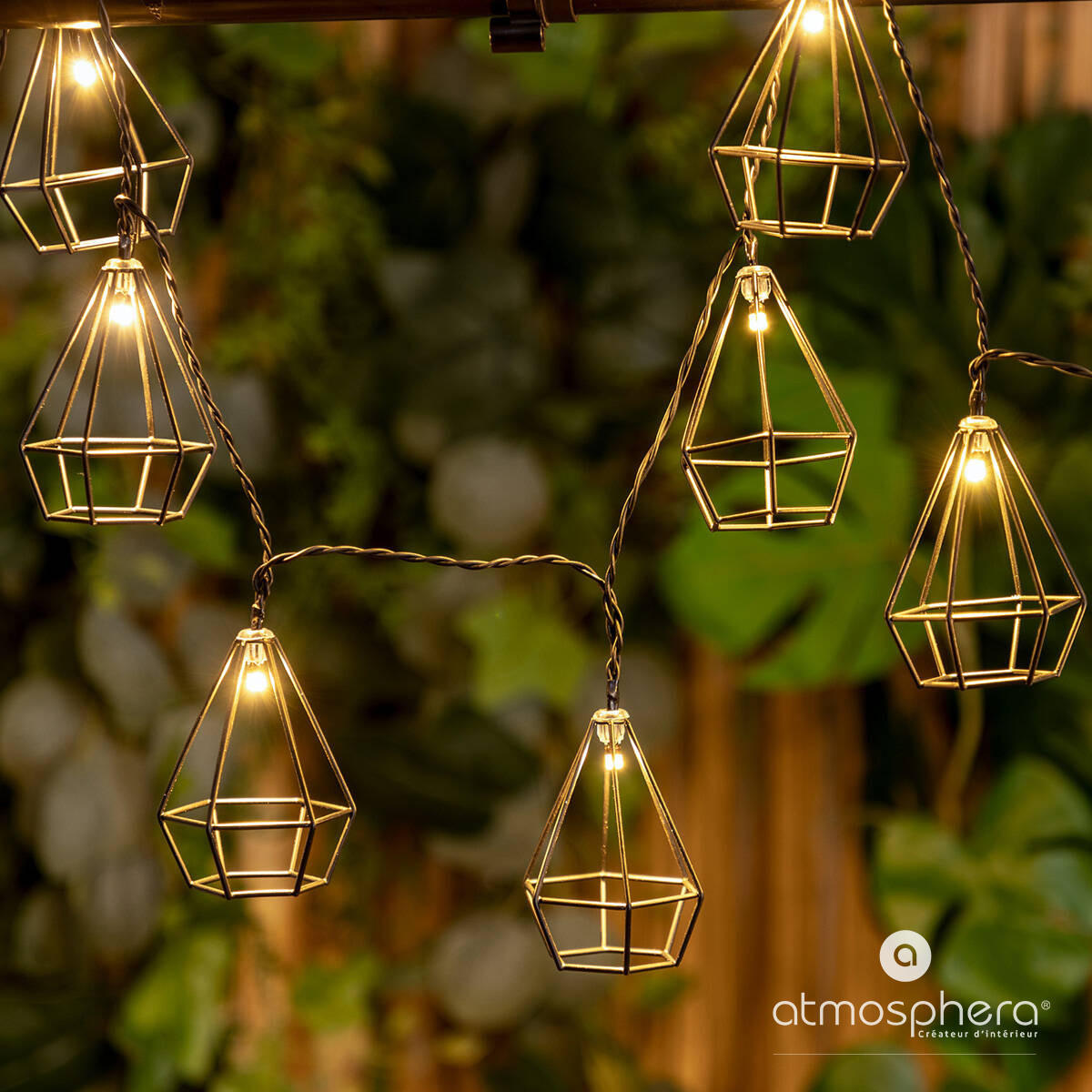 GARTENLICHTERKETTE 335 cm - Schwarz, Metall (335cm) - Atmosphera Createur d´interieur