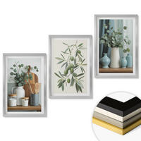 WANDBILDER 3er Set - 40x60 cm Silberner Rahmen - Grüne Oliven, Eukalyptus - Silberfarben, Kunststoff (40/60cm) - ArtPrintCave