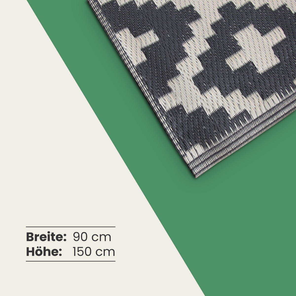 OUTDOORTEPPICH Teppich Wetterfest und UV-Beständig ( 90x150cm / Ethno ) für Garten, Balkon, Terrasse - Hellgrau/Grau, Kunststoff (90/150cm) - Bestlivings