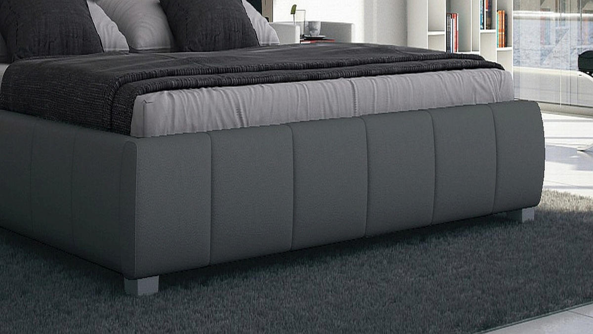 POLSTERBETT Luna 160 Grau - Grau, Leder (160/200cm) - Sedex