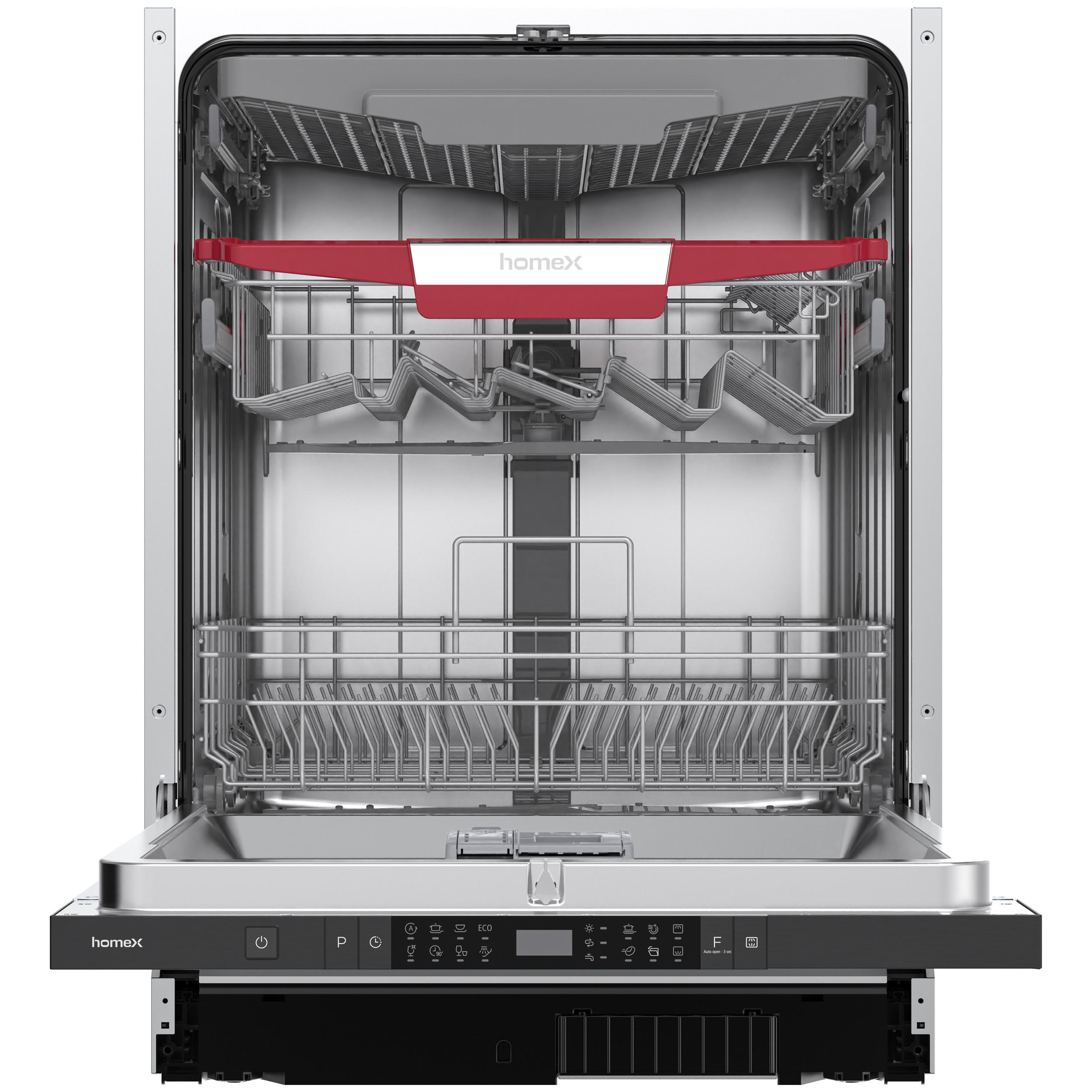 GESCHIRRSPÜLER vollintegrierbar 60 cm, Einbau Spülmaschine - 14 Maßgedecke, 8 Programme, AquaStop, Bodenlicht - Silberfarben, Kunststoff/Metall (59.8/81.5/55cm) - homeX