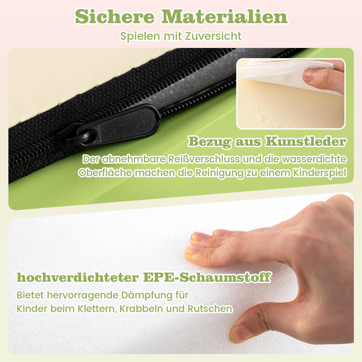 SOFTBAUSTEINE Grün (4-teilig) - Grün, Leder (46/25/46cm) - COSTWAY