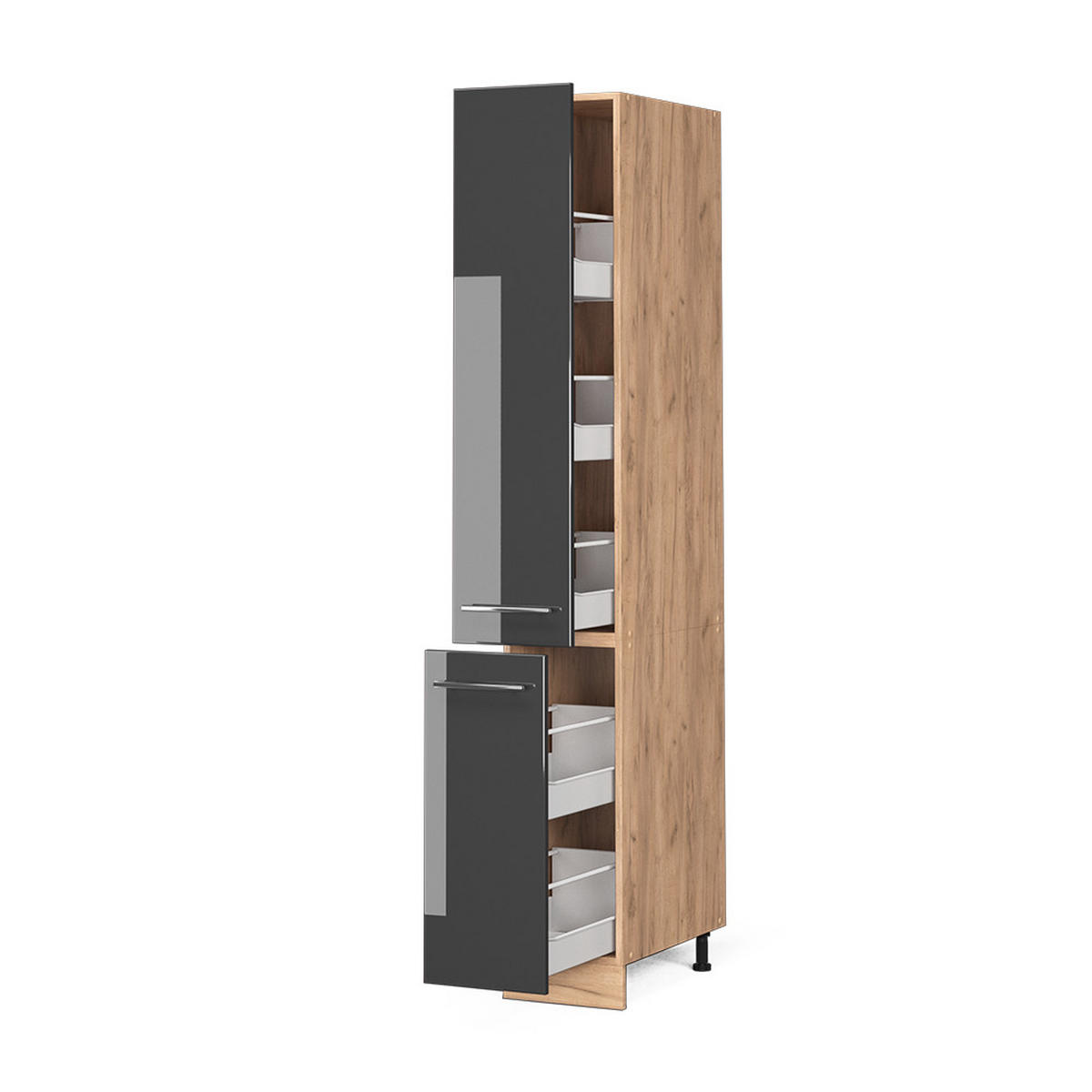 APOTHEKERSCHRANK Fame-Line Anthrazit Hochglanz 30 cm - Honigeiche/Schwarz Hochglanz, Holzwerkstoff (30/206.8/58cm) - Vicco