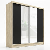 SCHWEBETÜRENSCHRANK 200 CM DUO Farbe: Sonoma | schwarz - Schwarz/Braun, Holzwerkstoff (200/215/60cm) - A&J MöbelLand