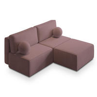 ECKSOFA VARNA P Lila Kordstoff mit Schlaffunktion - Lila, Holz (196/158cm) - MASSENO