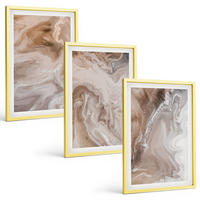 BILDER SET 3er Set - 40x60 cm Goldrahmen - Abstrakter Marmorstein - Goldfarben, Kunststoff (40/60cm) - TULUP