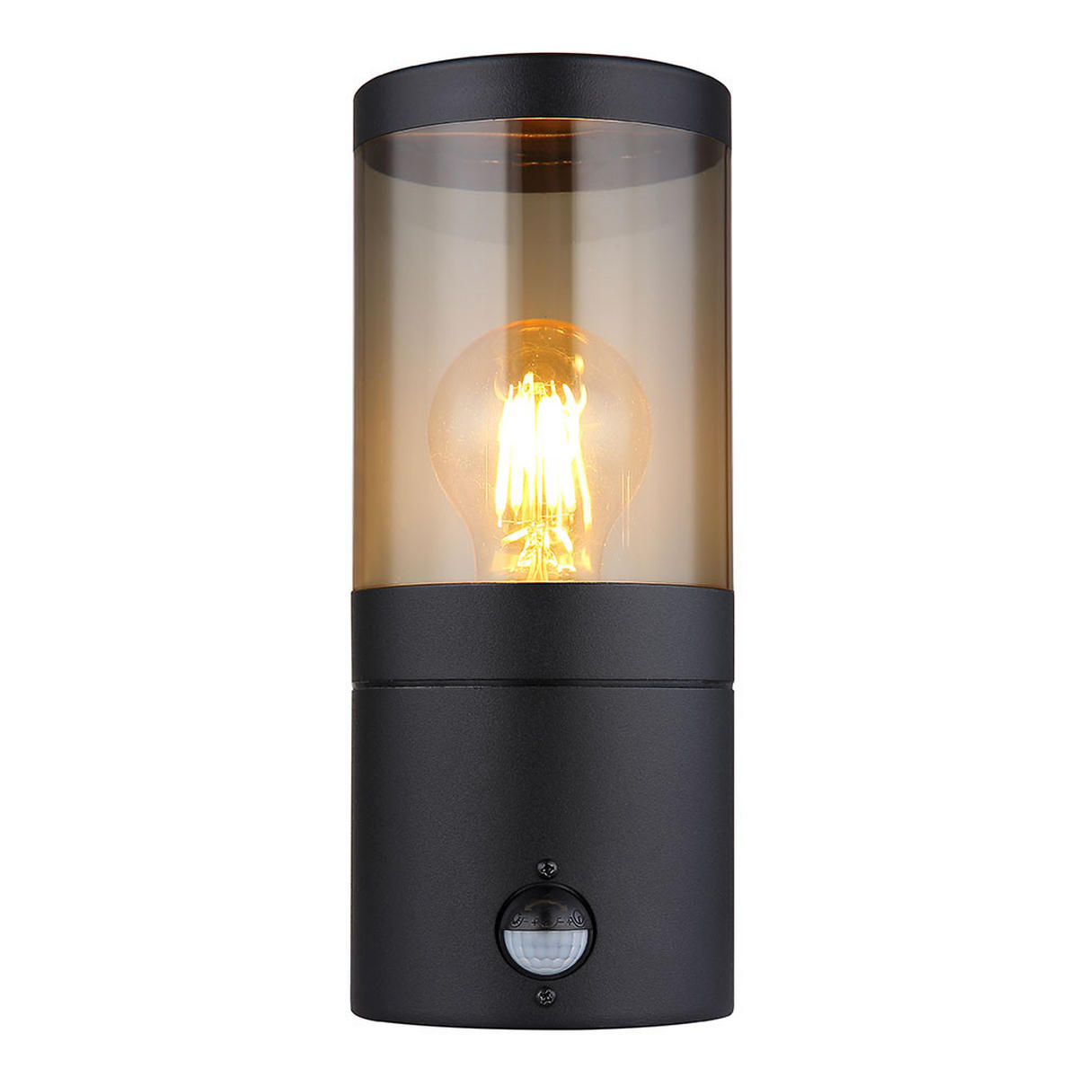 WANDLEUCHTE Edelstahl Schwarz rauchig 2er Set - Schwarz, Metall (10.2/24.5/17cm) - Globo Lighting