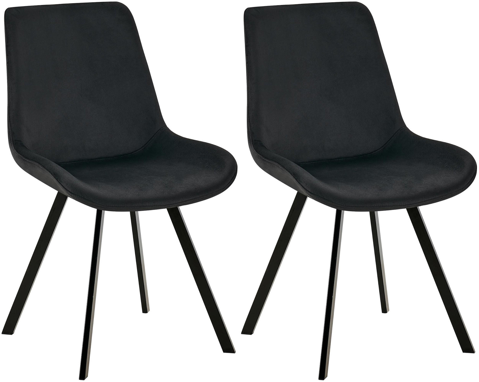 STUHL 2er Set Samt schwarz - Schwarz, Textil/Metall (53/89/59cm) - CLP