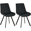 STUHL 2er Set Samt schwarz - Schwarz, Textil/Metall (53/89/59cm) - CLP