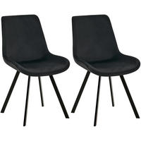 STUHL 2er Set Samt schwarz - Schwarz, Textil/Metall (53/89/59cm) - CLP