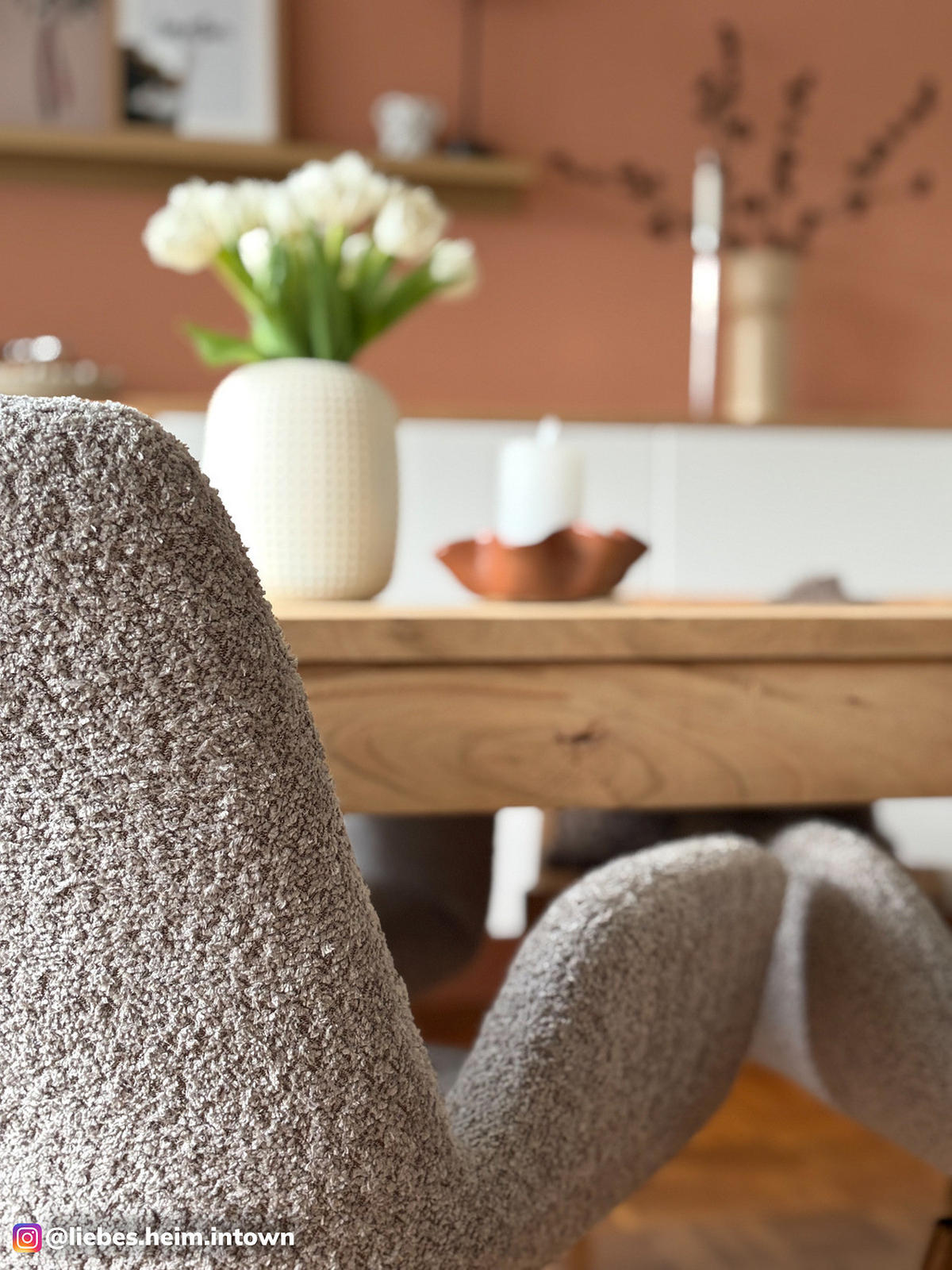 POLSTERSTUHL - Massivholz / Textil - Eiche - Eichefarben/Cappuccino, Eichenholz/Holz (61/84/61cm) - home24