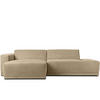 ECKSOFA-LINKS MUDI in moderner Optik mit hochwertigem Kaltschaum, Cord-Stoff, beige - Beige/Schwarz, Textil (280/160cm) - KONSIMO®