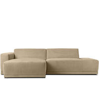 ECKSOFA-LINKS MUDI in moderner Optik mit hochwertigem Kaltschaum, Cord-Stoff, beige - Beige/Schwarz, Textil (280/160cm) - KONSIMO®