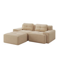 ECKSOFA Cord Beige mit Ottomane - Beige, Textil (204/177cm) - WISHDOR