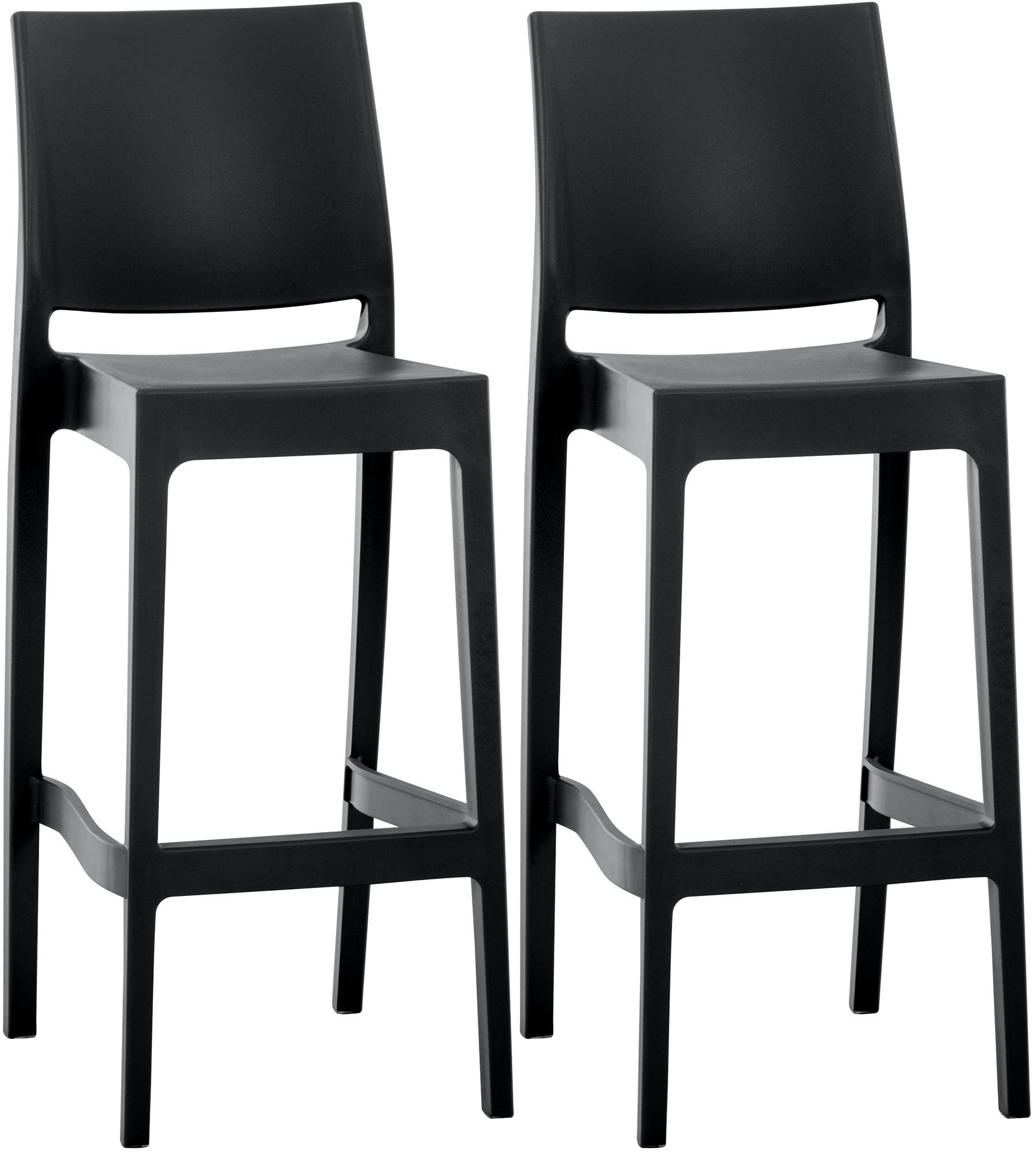 BARHOCKER 2er Set Kunststoff schwarz - Schwarz, Kunststoff (45/105/51cm) - CLP