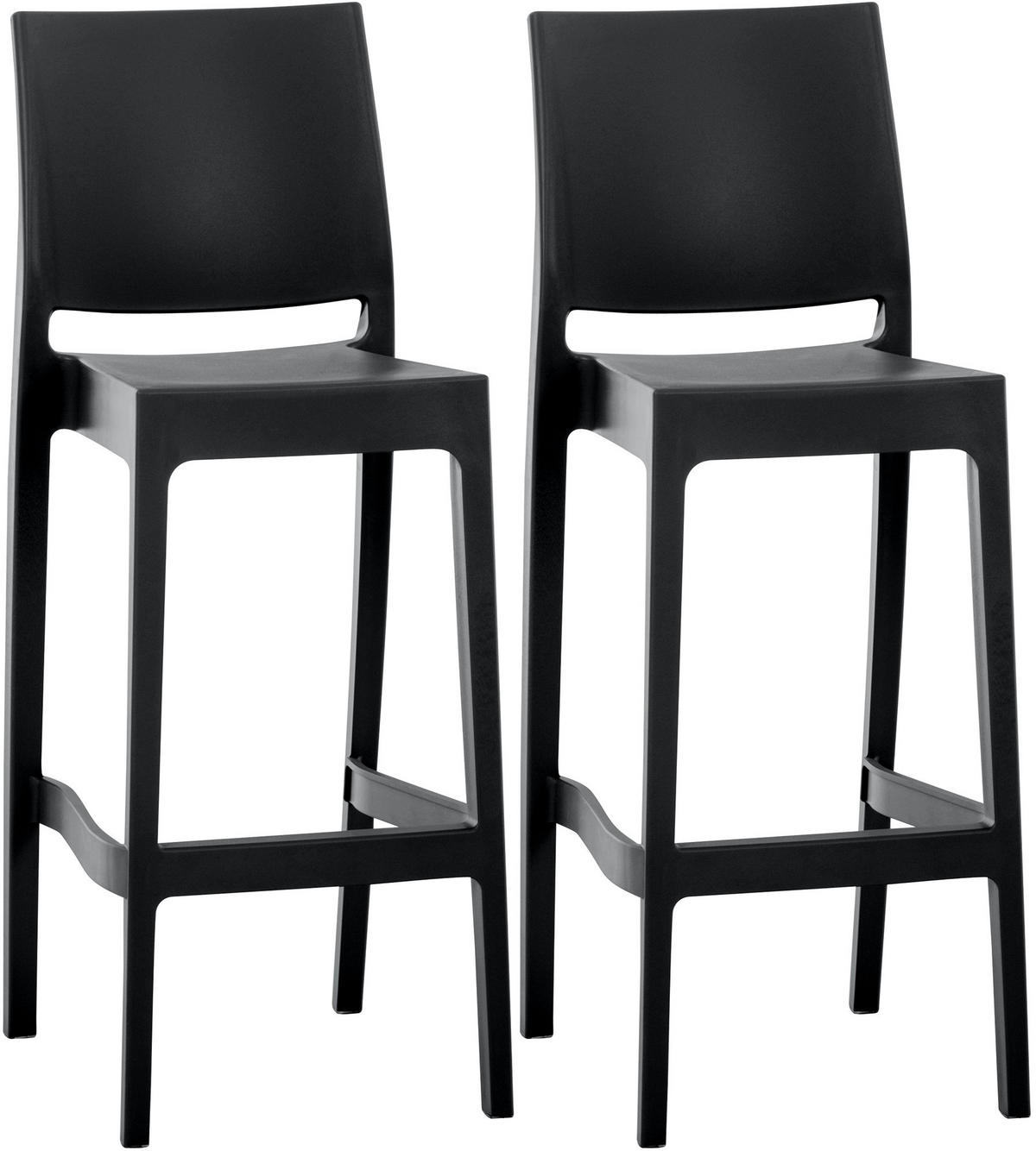BARHOCKER 2er Set Kunststoff schwarz - Schwarz, Kunststoff (45/105/51cm) - CLP