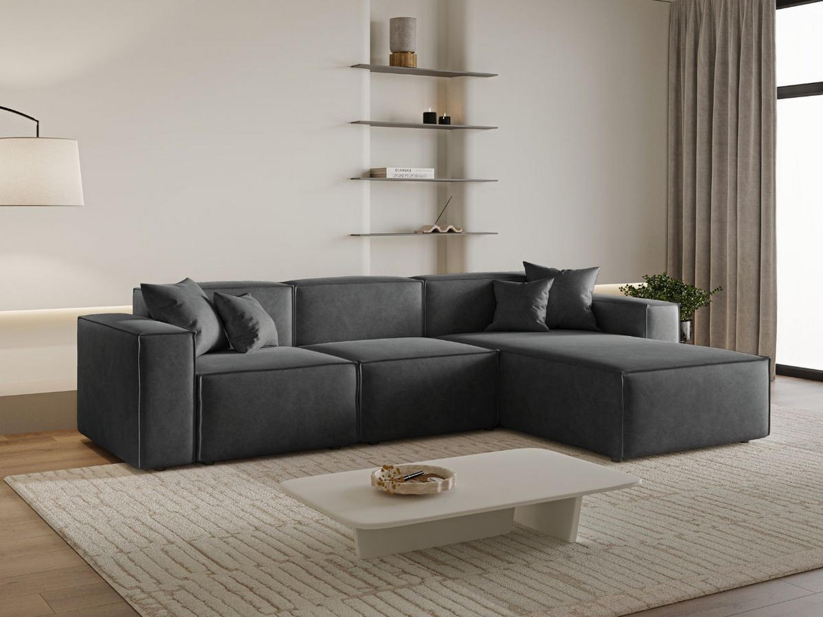 ECKSOFA Arizona Dunkelgrau Rechts - Dunkelgrau, Holz/Textil (265/180cm) - Graingold
