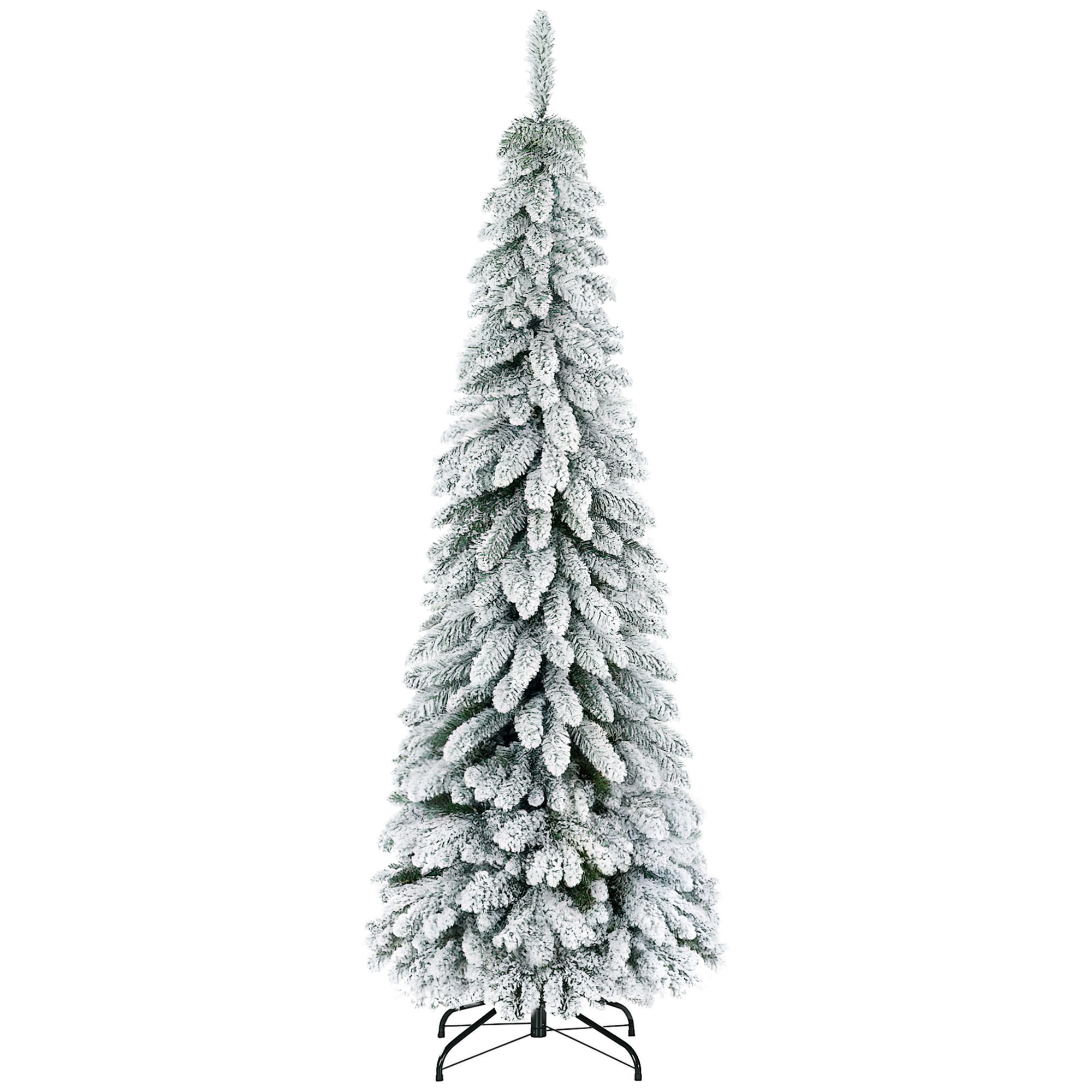 WEIHNACHTSBAUM DE-41620 180 cm, 523 Zweige, Kunstschnee, schlank - Grün, Kunststoff (180cm) - ComfortXL