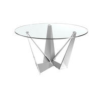 ESSTISCH Rund Glas Stahl Ø150/75 cm - Edelstahlfarben/Transparent, Glas/Metall (150/150/75cm) - ANGEL CERDA