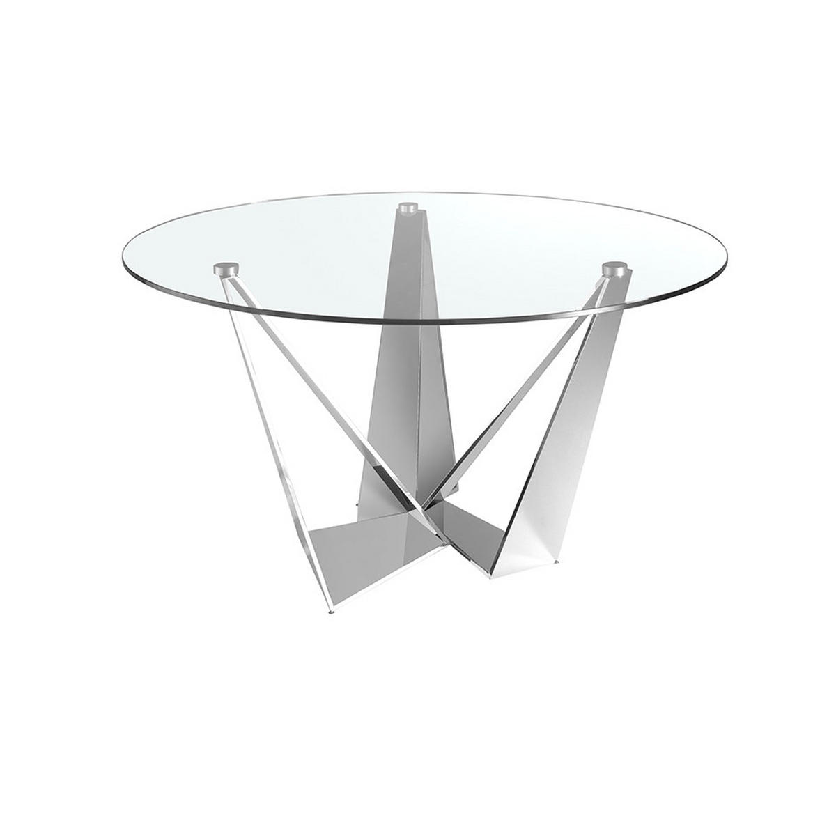 ESSTISCH Rund Glas Stahl Ø150/75 cm - Edelstahlfarben/Transparent, Glas/Metall (150/150/75cm) - ANGEL CERDA