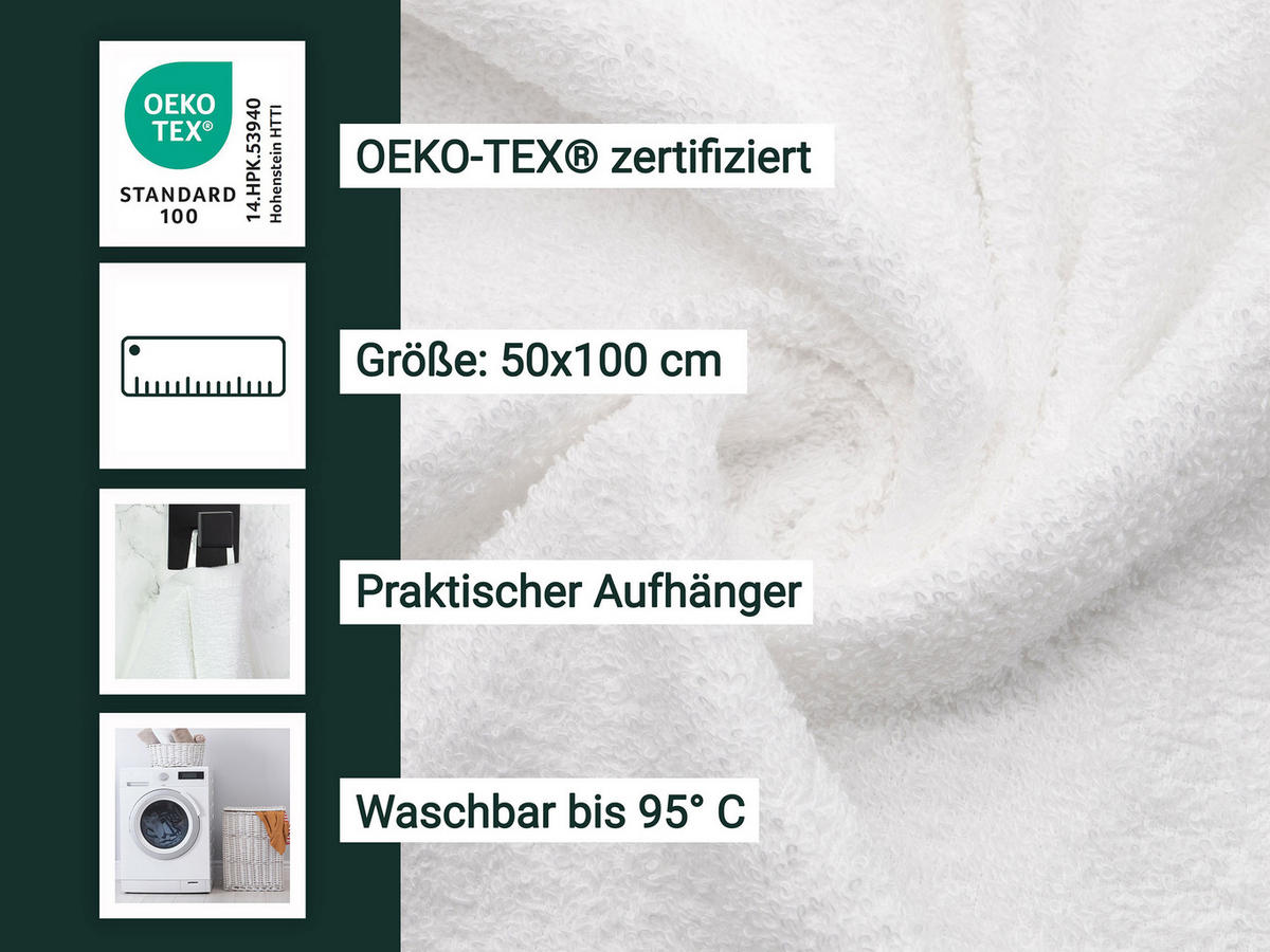 HANDTÜCHER, 10er-Set, 50x100 cm, 80% Baumwolle, 20% Polyester, Weiß - Weiß, Naturmaterialien (50/100cm) - Zollner