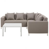LOUNGE SET 5-Sitzer cremeweiß rechtsseitig modular Belize - Creme, Textil - Beliani