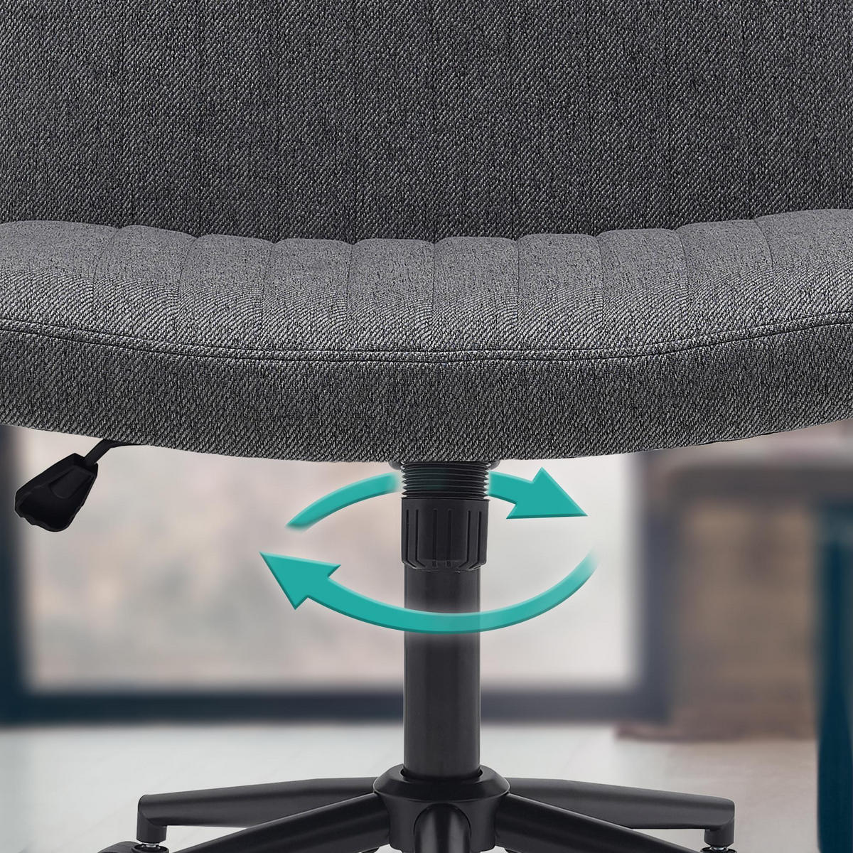 DREHSTUHL Stoff dunkelgrau - Dunkelgrau/Schwarz, Textil/Metall (62/86/65cm) - CLP