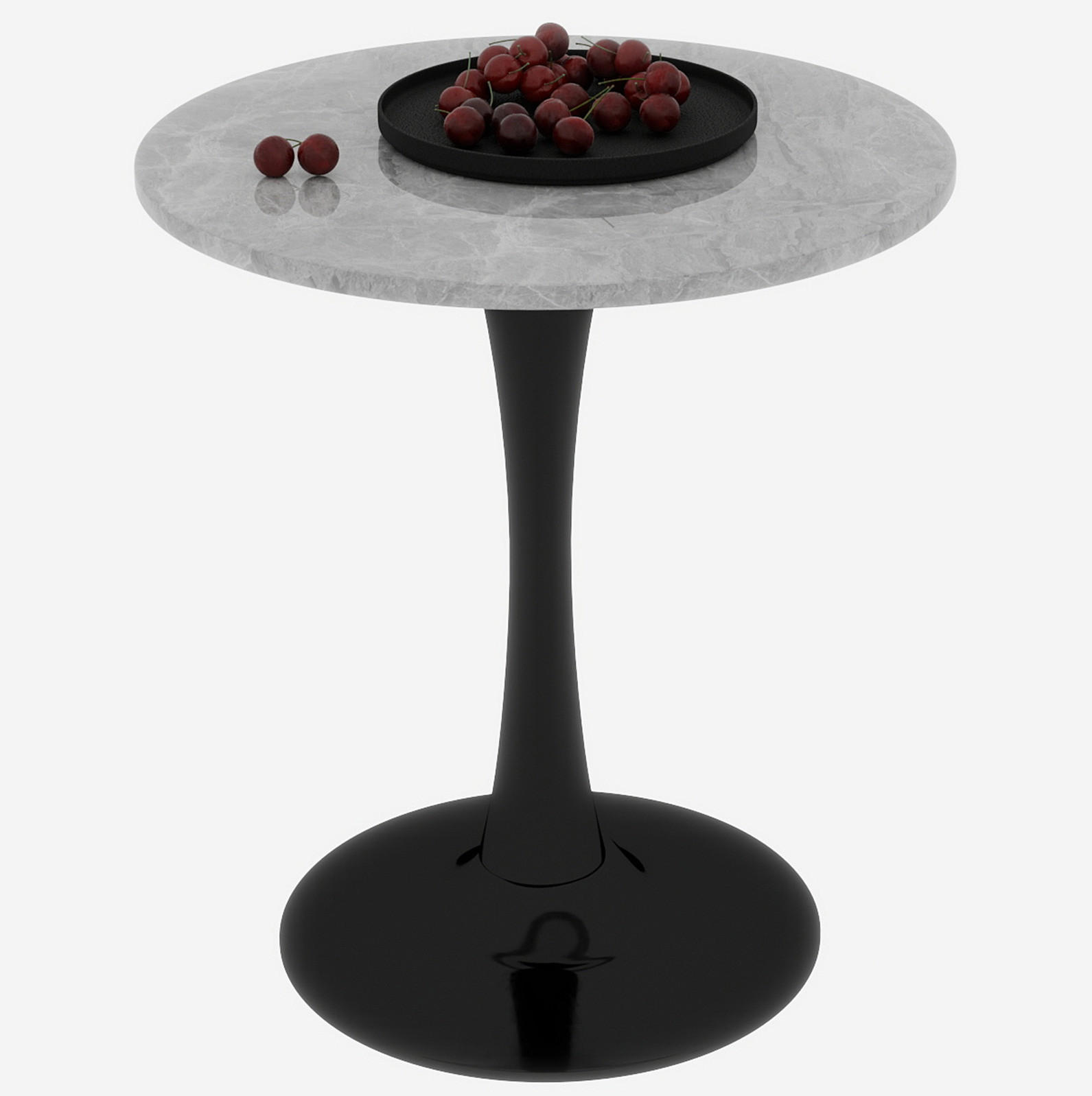 ODKLÁDACÍ stolek, Ø 70 cm, umělý mramor černo-šedý - šedá, kámen (70/70/72cm) - BEAOK