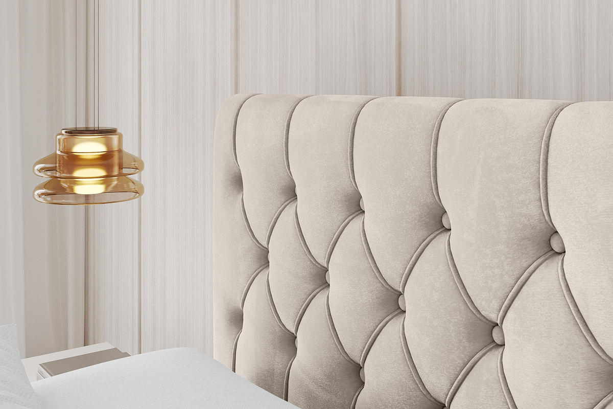 POLSTERBETT mit Bettkasten und Lattenrost, Bett mit Matratze H3/H4 - RENO 180x200 Beige - Beige, Holzwerkstoff/Textil (180/200cm) - ALTDECOR