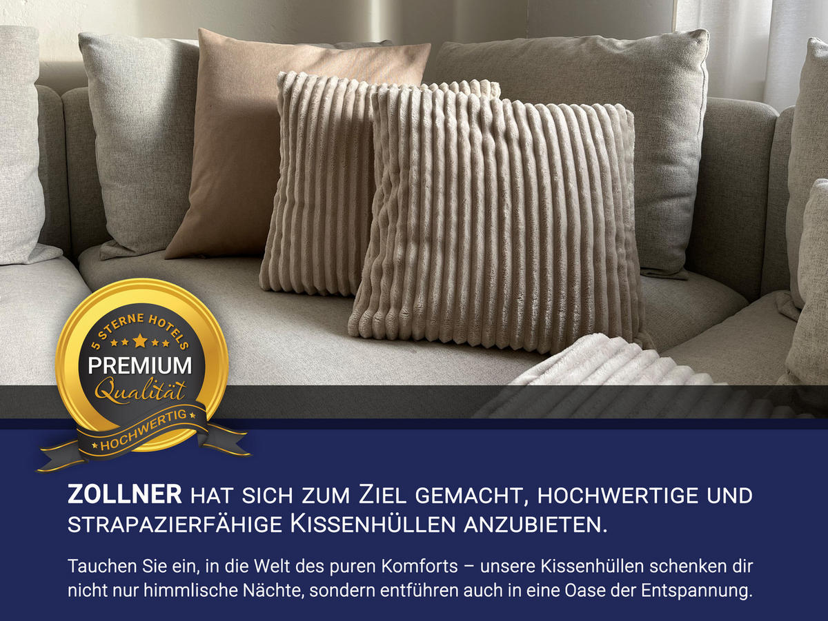 KISSENBEZUG, 2er-Set, 40 x 40 cm, 100% Polyester, Beige - Beige, Textil (40/40cm) - Zollner