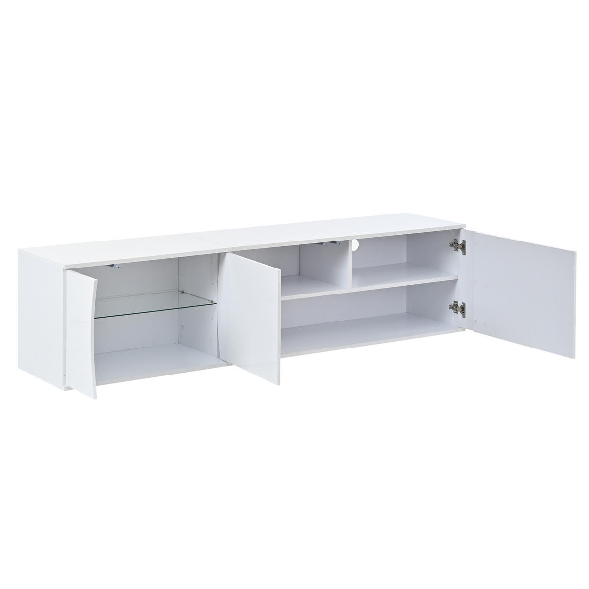 TV-ELEMENT 180/40/45 cm mit LED-Beleuchtung, Glastüren und Stauraum - Weiß, Holzwerkstoff (40/45/180cm) - Korfee