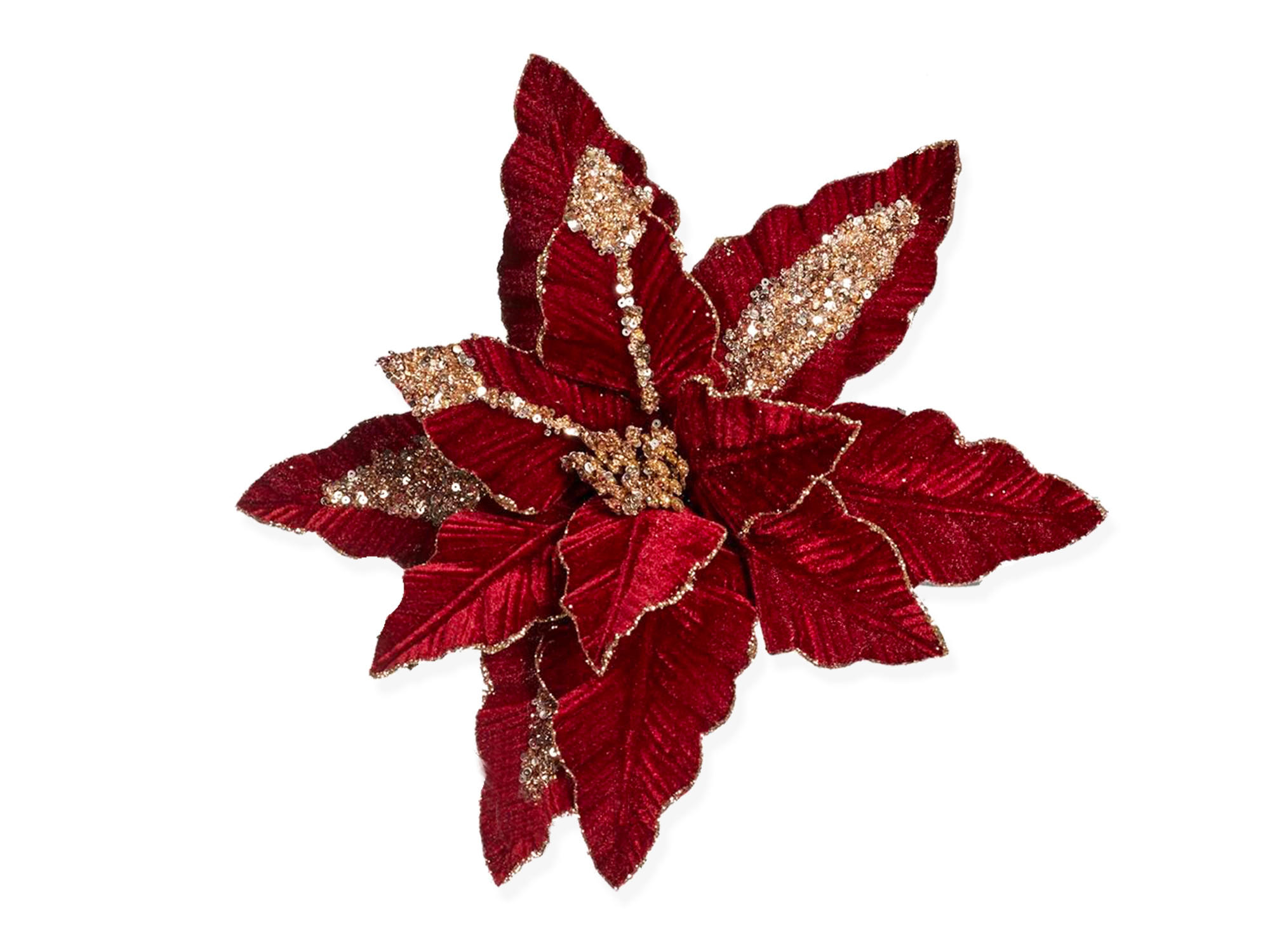 BLUME mit Clip dunkelrot 34 cm - Dunkelrot, Textil/Metall (34/5/34cm) - LAALU
