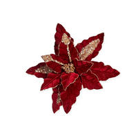 BLUME mit Clip dunkelrot 34 cm - Dunkelrot, Textil/Metall (34/5/34cm) - LAALU