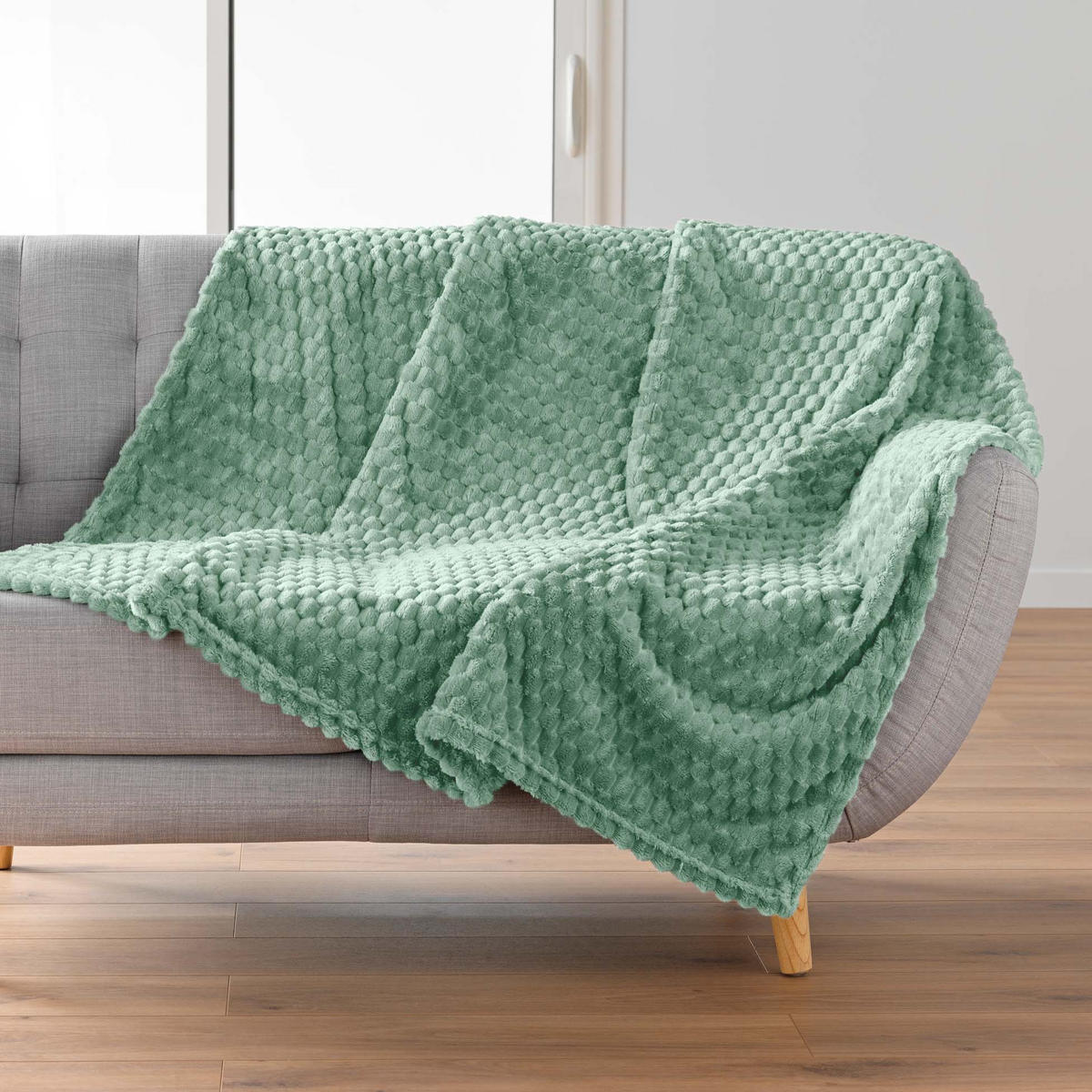 TAGESDECKE aus Flanell Frosty 150/125/0,5 cm - Grün, Textil (125/150cm) - Douceur d´intérieur