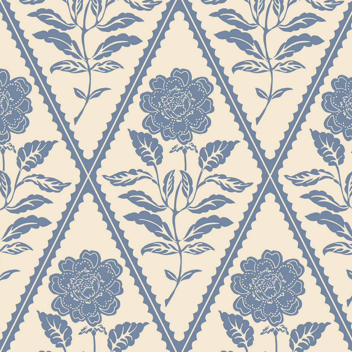 VLIESTAPETE Juliette Blumig 1000x52cm - Blau/Beige, Papier/Kunststoff (52/1000cm) - Joules