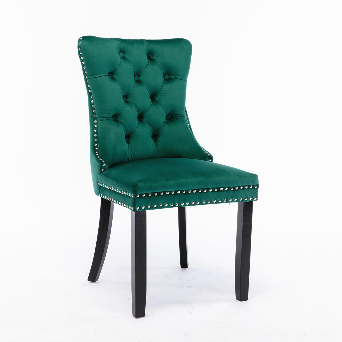 STUHL 2er-Set mit hoher Rückenlehne Samt Green - Grün, Metall (50/95/65cm) - Meubliv