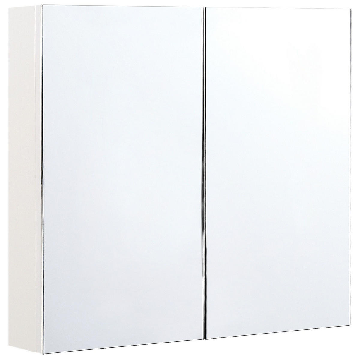 BAD SPIEGELSCHRANK weiß/silber 80/70 cm Navarra - Silberfarben/Weiß, Holz (80/70/14cm) - Beliani