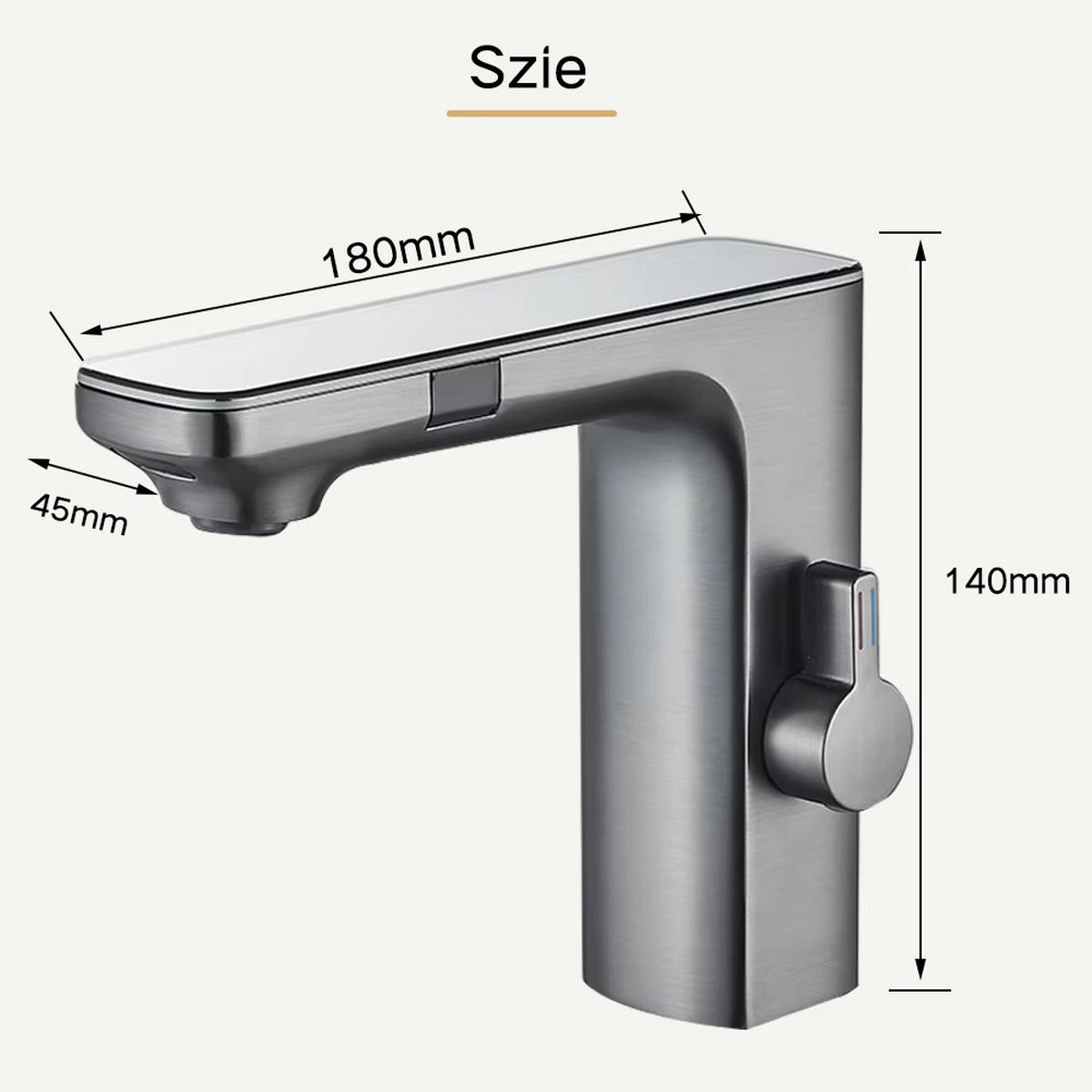 WASCHTISCHAMATUR Sensor, Grau, Digitalanzeige - Grau, Metall (4.5/14/18cm) - Kaket