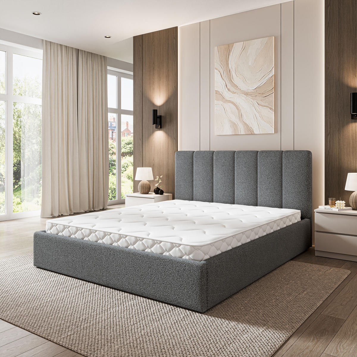 ČALOUNĚNÁ Postel NEMIS 160x200 cm Šedá - šedá, kompozitní dřevo/textil (160/200cm) - MASSENO