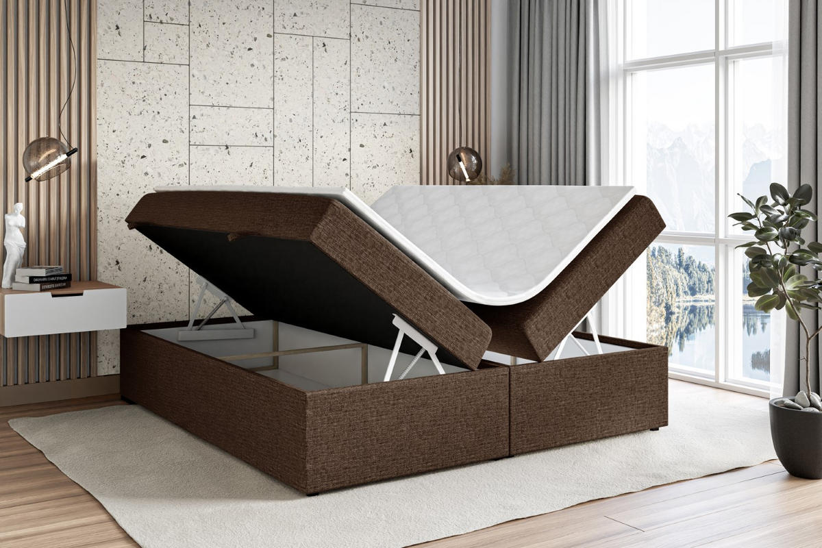 BOXBETT mit H4-Matratze und Lattenrost - MARCE BW - 160x200 Braun - Braun, Holzwerkstoff (160/200cm) - ALTDECOR