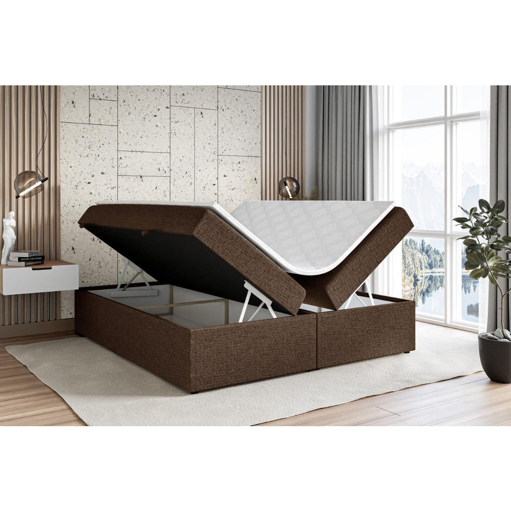 Thumbnail - Altdecor Boxbett, Braun, Holzwerkstoff, Höhe ca. 20 cm, 160x200 cm, Schlafzimmer, Betten, Boxspringbetten