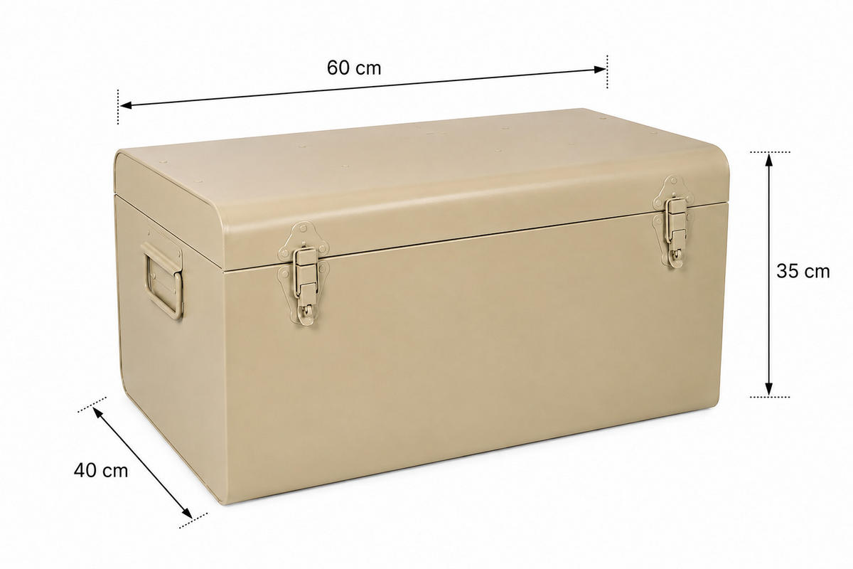 AUFBEWAHRUNGSTRUHE Box Large - Beige, Metall (60/35/40cm) - LOFT42
