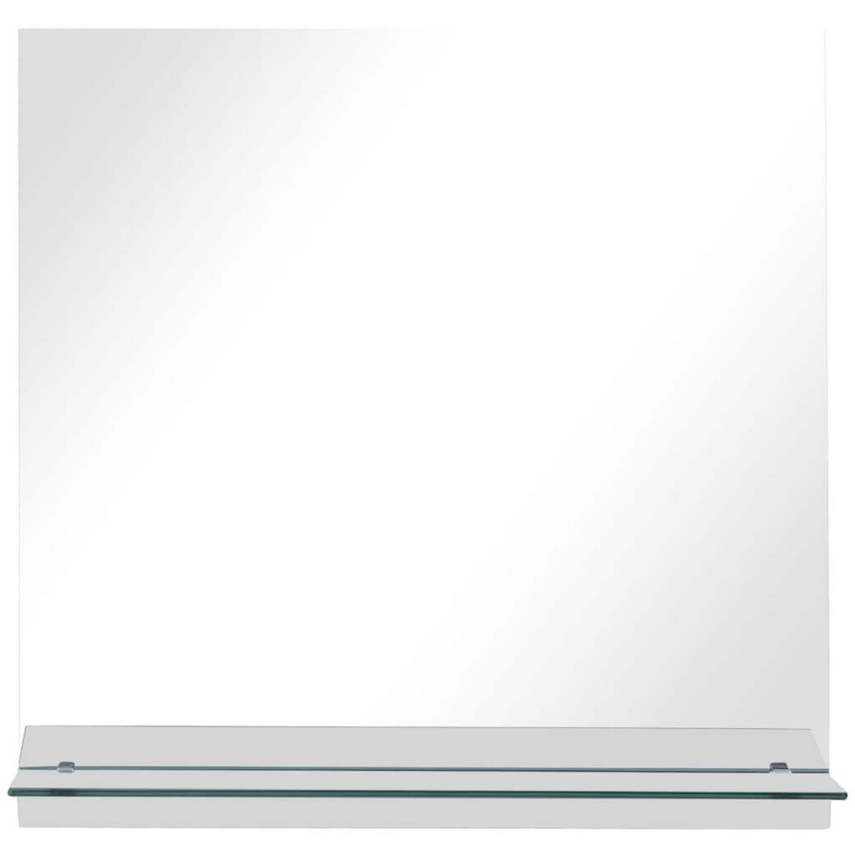 WANDSPIEGEL mit Regal 60×60 cm Hartglas - Silberfarben, Glas (60/60/10cm) - furnicato