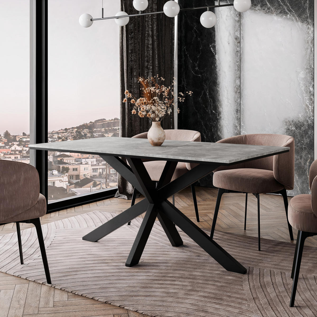 ESSTISCH 160 cm in Steingrau - Grau, Metall (90/160/77cm) - Home Collective